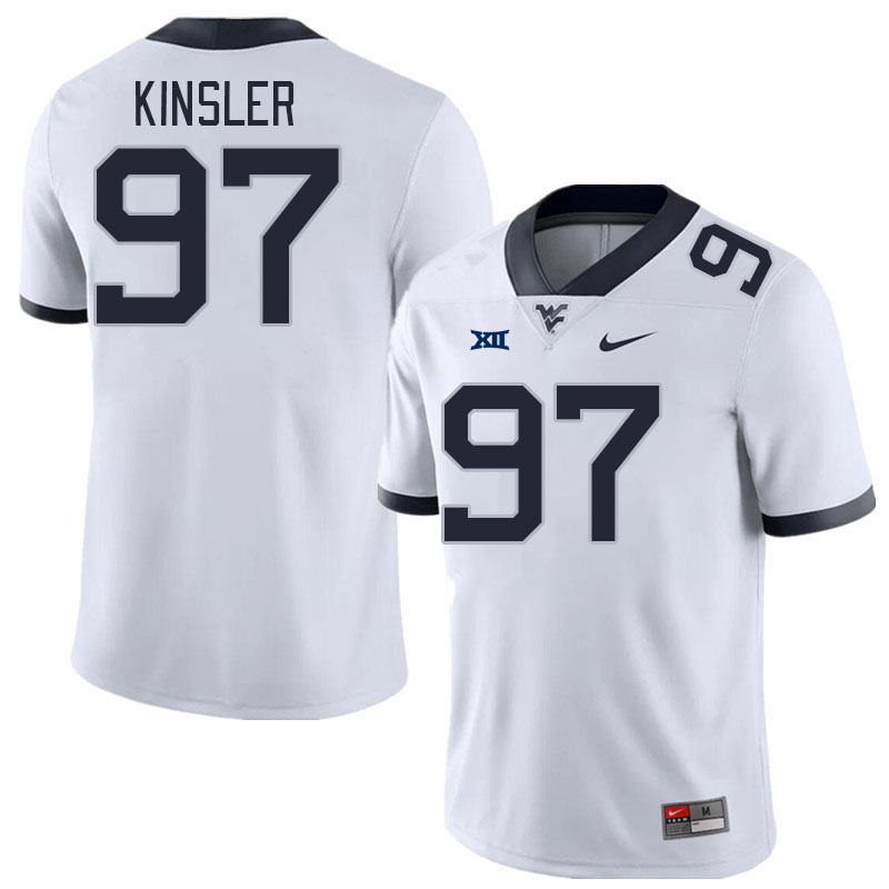 Men #97 Elijah Kinsler West Virginia Mountaineers College Football Jerseys Stitched Sale-White